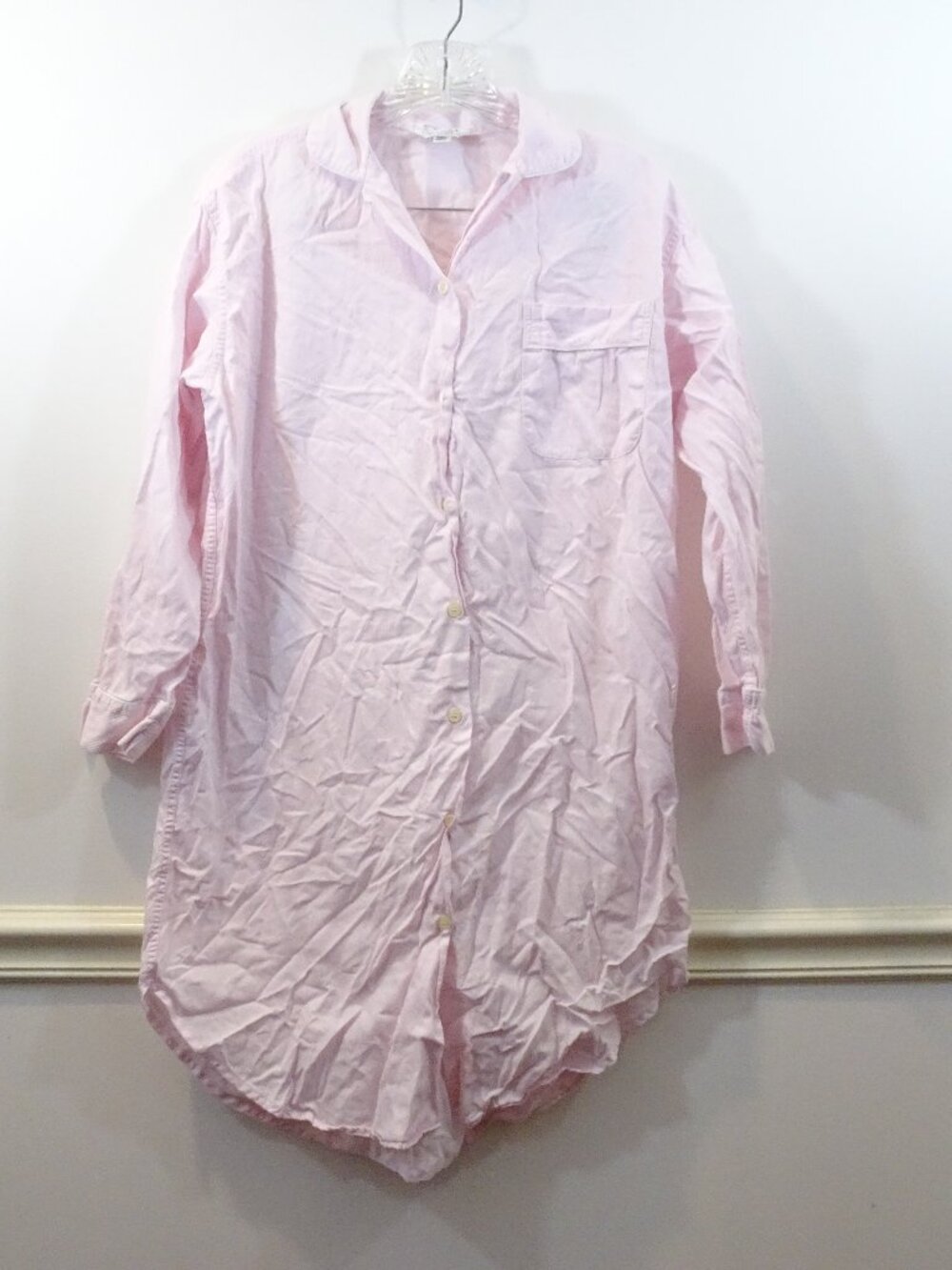 Bonsoir London 100% Cotton Pink Sleep Shirt Nightgown Size S Collared